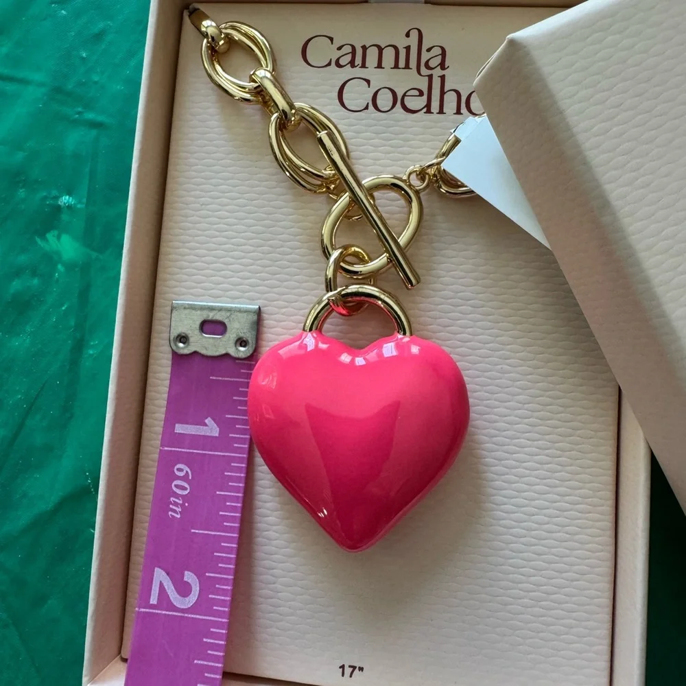 Camila Coelho Pink puffy Heart Charm necklace! GET IN ON THE TREND( for less $!) - Picture 3 of 7